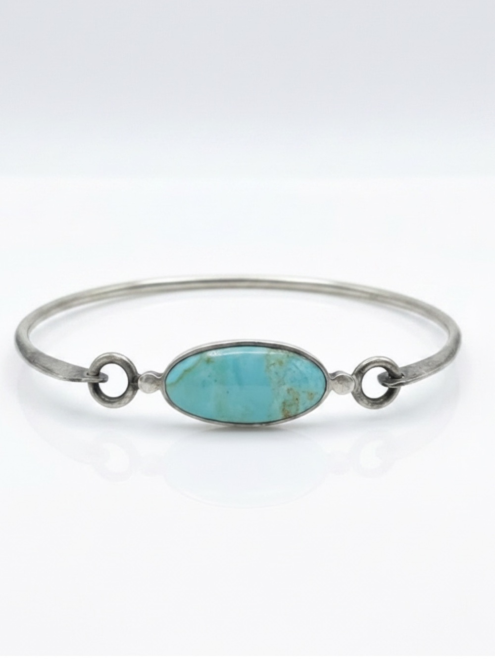 Vintage Bocco Signed 925 Silver Turquoise Bangle - Verified 96% Pure